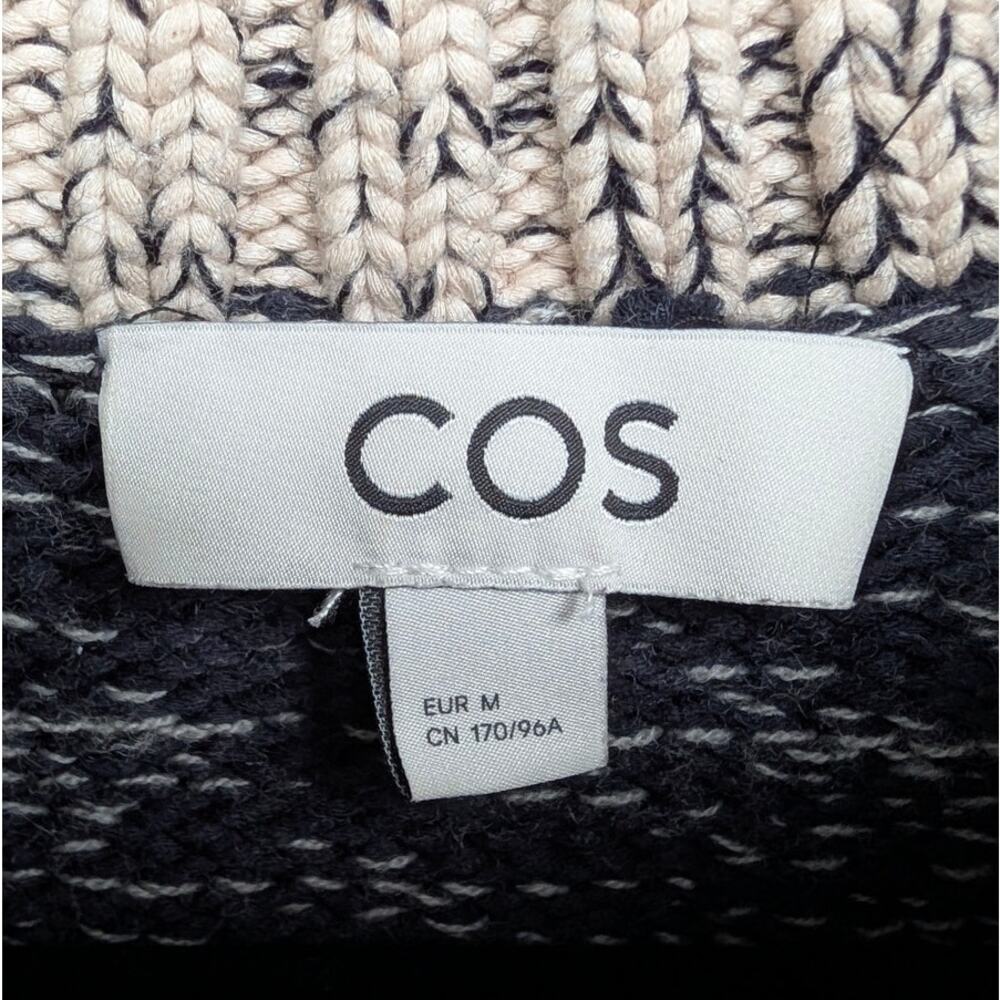 COS Contrast-Knit Jumper Womens M Dark Gray Wool Blend Long Sleeve Crewneck - Picture 4 of 8